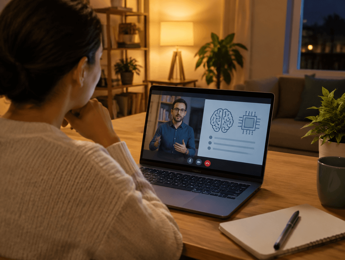 A trainee joining a live online session
